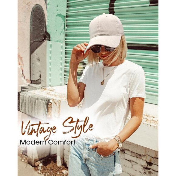 Women\'s Beige Vintage Washed Unstructured Baseball Cotton Adjustable Cap main image 3